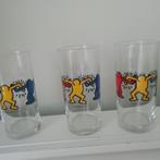 Drie glazen Keith Haring voor LU, Verzamelen, Glas en Drinkglazen, Ophalen of Verzenden