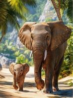 Diamond painting safari olifanten 40x50cm (vierkant), Verzenden, Nieuw, Knutselwerk