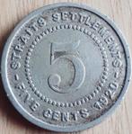 Straits Settlements, GEORGE V , 5 Cents, 1920, KM 34, Scarce, Postzegels en Munten, Ophalen of Verzenden, Zuidoost-Azië, Losse munt