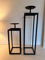 Ensemble de deux supports à bougies en métal noir, Ophalen, Gebruikt, 25 tot 50 cm, Zwart
