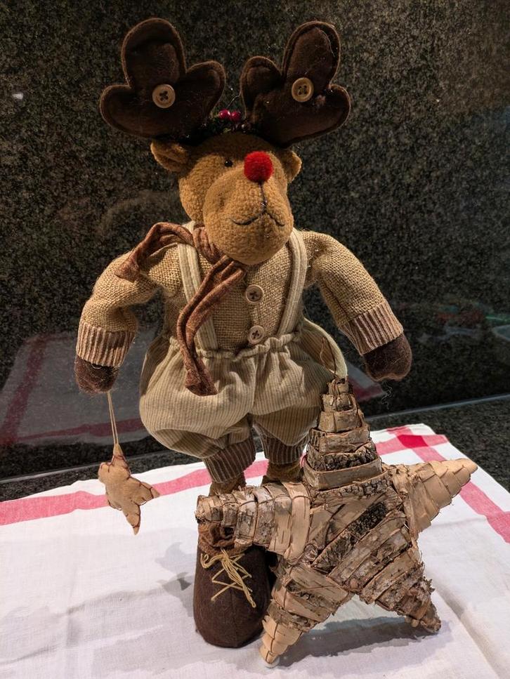 Kerstdecoratie, set van 3 rendieren rudolf, Diversen, Kerst, Zo goed als nieuw, Ophalen of Verzenden