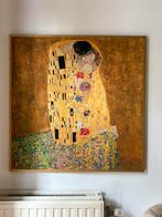 Tableau Baiser Klimt, peint main, 92x92 - cadre doré mat., Ophalen