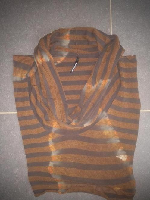 debardeur-top-mouwloos truitje; PierAntonio Gaspari, Kleding | Dames, Topjes, Zo goed als nieuw, Bruin, Zonder mouw, Ophalen of Verzenden
