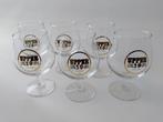 6 Upper 19 Style Beer bierglazen Wieze Goud Zwart, Verzamelen, Glas en Drinkglazen, Ophalen of Verzenden, Zo goed als nieuw, Bierglas