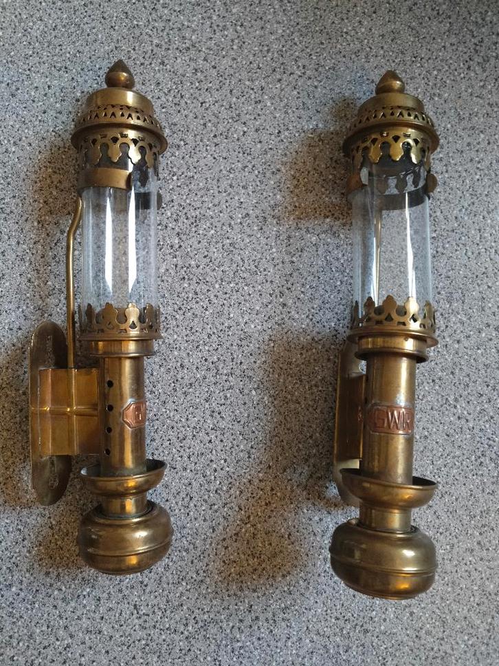 2 antieke wandkandelaars Great Western railway (GWR), Collections, Trains & Trams, Utilisé, Train, Enlèvement ou Envoi