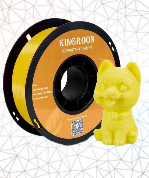 Nieuwe KINGROON 3D filament PLA GEEL nieuwe rol a 1 kilo., Computers en Software, 3D-printerbenodigheden, Nieuw, Verzenden