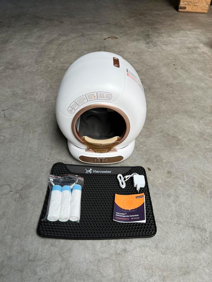 Automatische kattenbak - Viervoeter - 2025 model +GARANTIE, Dieren en Toebehoren, Kattenbakken, Zo goed als nieuw, Open, Zelfreinigend