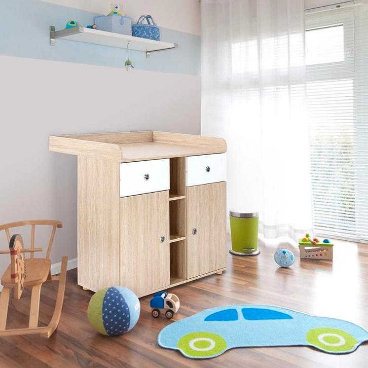 Verzorgingstafel  | Eiken look, Kinderen en Baby's, Kinderkamer | Commodes en Kasten, Nieuw, Commode, 90 tot 105 cm, Minder dan 75 cm