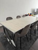 Eettafel met 6 stoelen en bijhorende salontafel, Huis en Inrichting, Tafels | Eettafels, Ophalen, 50 tot 100 cm, Zo goed als nieuw