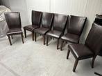 6 stoelen Nieuwstaat, Cuir, Comme neuf, Brun, Enlèvement