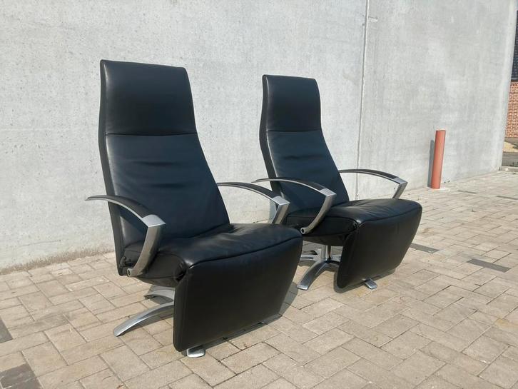 2x Jori Brainbuilder relax zwart leder, medi, mono-move, Huis en Inrichting, Zetels | Voetbanken en poefs, Ophalen of Verzenden