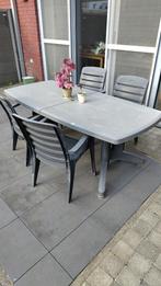 Tuinset tafel met 4 stoelen te koop in Wondelgem, Tuin en Terras, Ophalen, 4 zitplaatsen, Kunststof, Gebruikt