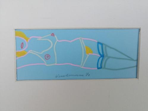 Tom Wesselmann '80  mix-media 'Woman' 7 x 17 cm, Antiek en Kunst, Kunst | Schilderijen | Modern, Verzenden