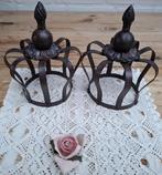 2 Brocante metalen kroontjes, decoratie, Antiek en Kunst, Ophalen of Verzenden