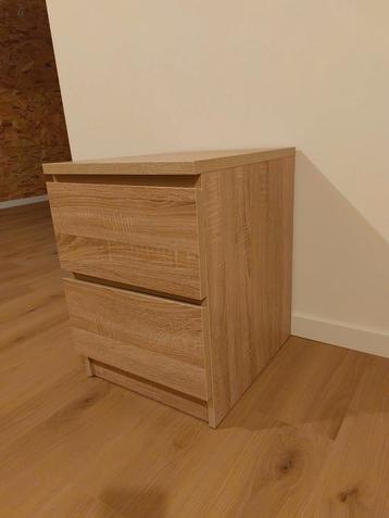 2x Nachtkastje met 2 lades naturel eiken kleur beschikbaar voor biedingen