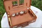 Ancienne valise cuir avec accessoires de toilette, Enlèvement ou Envoi, Utilisé, Cuir