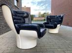 2x Joe Colombo Elda Chair Black leather, White fiberglass, Ophalen of Verzenden, Cassina sede edra ligne roset togo vitra knoll swan egg tecno