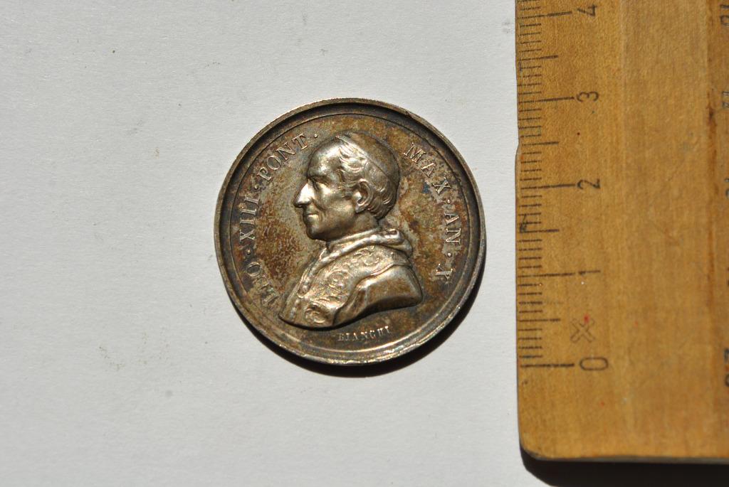 MEDAILLE PAPE LEON XIII EN ARGENT 1888 ITALIE VATICAN Jeton, Enlèvement ou Envoi