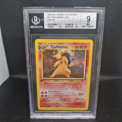 Typhlosion Lv. 55 Holo Neo Genesis 1st Edition BGS 9, Hobby en Vrije tijd, Verzamelkaartspellen | Pokémon, Zo goed als nieuw, Ophalen of Verzenden