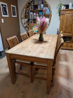 Table et 6 chaises assorties en teck, Maison & Meubles, Teck, Bois massif - teck, 150 à 200 cm, Cinq personnes ou plus