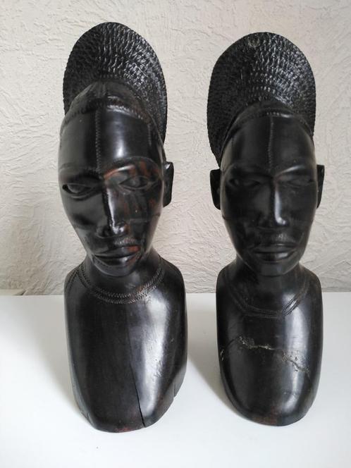 Bustes Africains en Ebène, Antiquités & Art, Art | Sculptures & Bois, Enlèvement ou Envoi