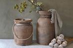 Grote oude houten Himachal pot / Nepalese kruik XL, Overige materialen, Gebruikt, Overige kleuren, Ophalen of Verzenden