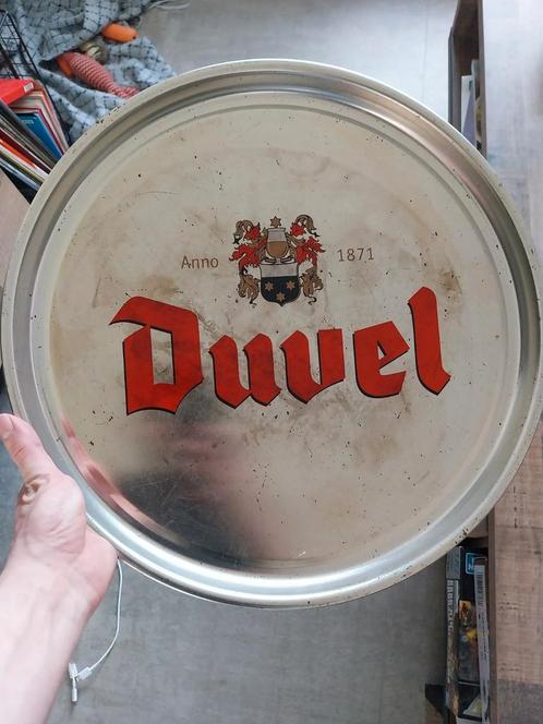 Plateau duvel zilver, Verzamelen, Biermerken, Gebruikt, Reclamebord, Plaat of Schild, Duvel, Ophalen