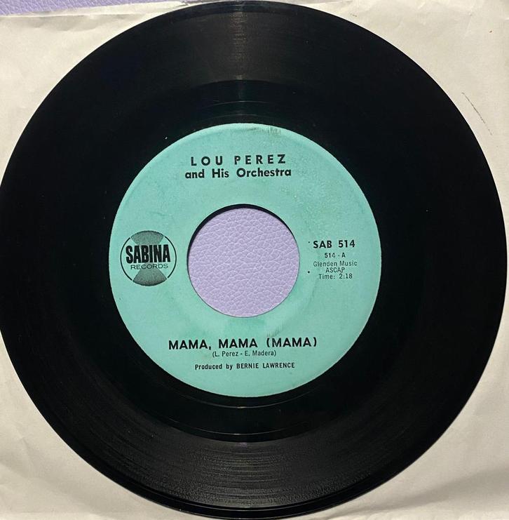 Lou perez and his Orchestra Mama Mama (Mama) Label Sabina, CD & DVD, Vinyles | Musique latino-américaine & Salsa, Utilisé, Autres formats