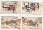 Lot 6 besneeuwde landschappen koets met paarden Coloprint, Verzamelen, Postkaarten | Themakaarten, Verzenden, Gelopen, Feest(dag)