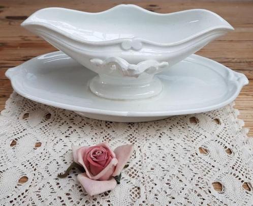 Grote antieke Franse off white sauskom, Luneville, Antiek en Kunst, Antiek | Servies los, Ophalen of Verzenden