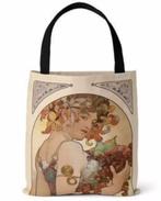 Alphonse Mucha 'Fruit' Kunst Canvas Tas Shopper, Collections, Envoi, Neuf