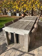 8 tuinstoelen met tafel, Ophalen, Zo goed als nieuw, Teakhout