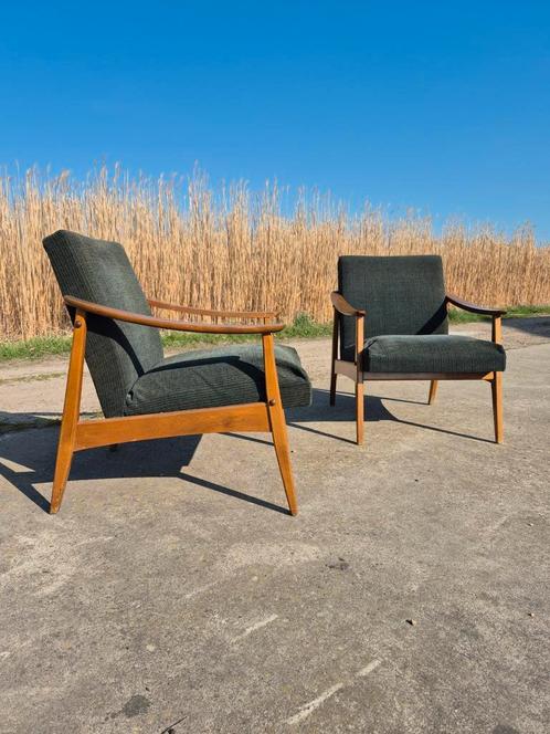 Set 2x vintage fauteuil 1950s 1960s, Antiek en Kunst, Antiek | Meubels | Stoelen en Sofa's, Ophalen