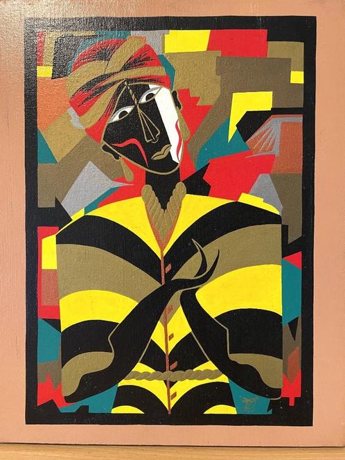 Toile d’un détenu Afro-américain décédé., Antiek en Kunst, Kunst | Schilderijen | Abstract, Ophalen of Verzenden