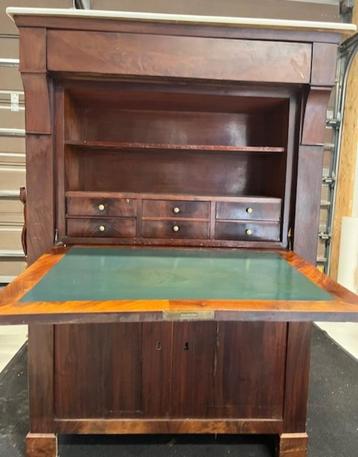 Prachtige Mahonie Secretaire (marmeren blad) beschikbaar voor biedingen