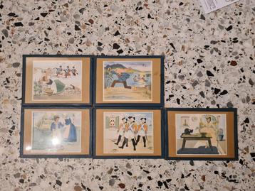 5 vintage decoratieve illustraties beschikbaar voor biedingen