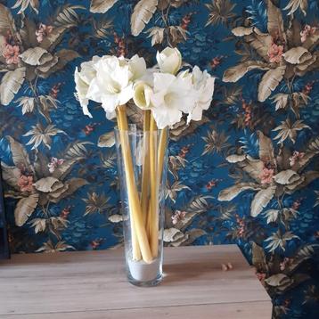 Set van 5 grote witte kunstbloemen Amaryllis  beschikbaar voor biedingen
