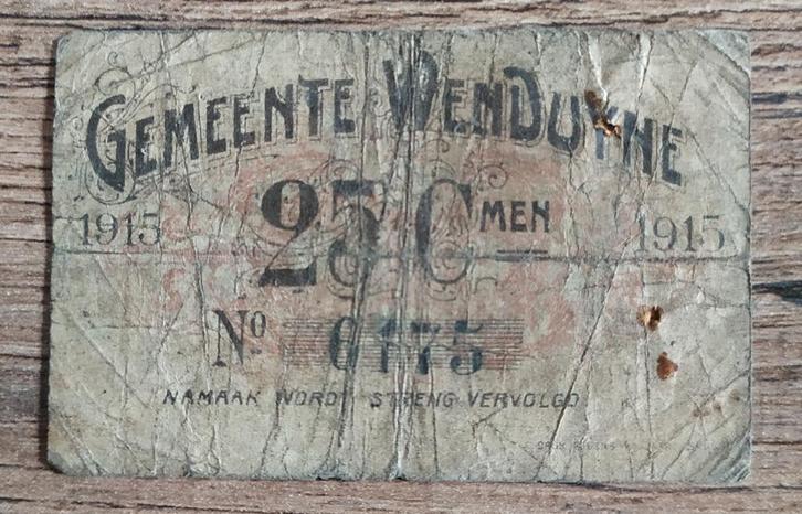 25 centiemen Wenduyne 1915 - Noodgeld, Verzamelen, Militaria | Algemeen, Overige soorten, Kunstobject, Ophalen of Verzenden