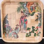 ZELDZAAM vierkant dienblad van bamboe van 20 cm met Chinees, Ophalen of Verzenden, Vierkant