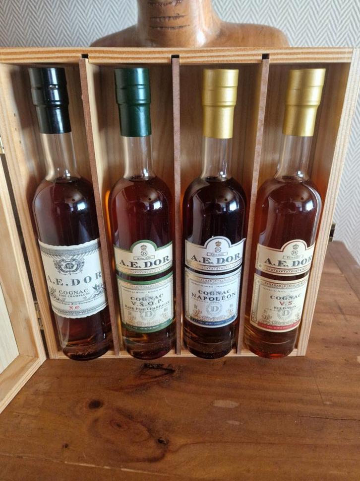 Set van 4 cognac A.E D, Verzamelen, Wijnen, Nieuw, Champagne, Ophalen of Verzenden
