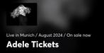 1x Adel 23 augustus 2024 | Munchen Block A4 rij 17, Tickets en Kaartjes, Concerten | Pop, Augustus, Eén persoon