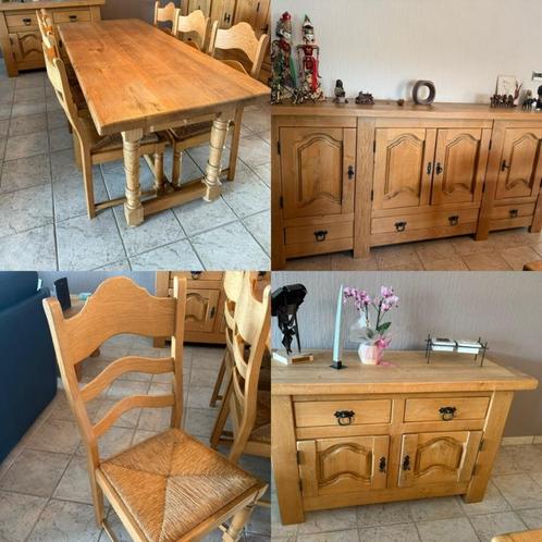 Eetkamer in volle Franse eik, Huis en Inrichting, Complete eetkamers, Gebruikt, Ophalen