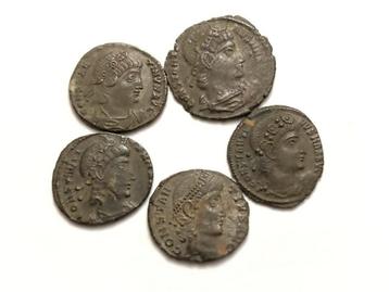 Monnaies romaines, 5 nummis constantine I et constantine II disponible aux enchères