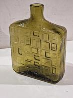 Brutalist empoli glas fles vaas karaf,  olijf groene kleur, Ophalen of Verzenden
