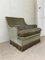 Retro zetel in groene velours, Ophalen, Huis en Inrichting