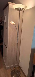 Prachtige staanlamp  zilverkleurige met dimmer en leeslamp, Huis en Inrichting, Lampen | Vloerlampen, Ophalen