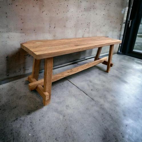 Stoer massief bankje / zitbank, Huis en Inrichting, Zetels | Voetbanken en poefs, Hout, Ophalen
