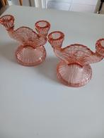 Set kaarsenhouders art deco zalmroze, Antiek en Kunst, Ophalen of Verzenden