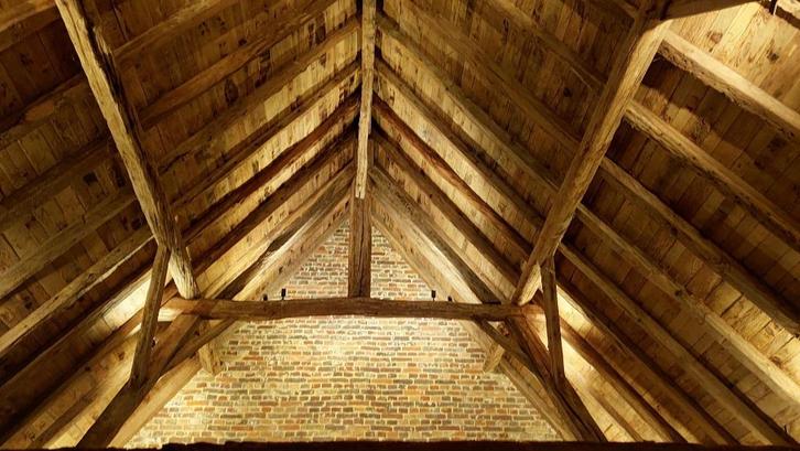 Oude eiken balk / Gebinte / eik kinderbalken (min. 11m³), Doe-het-zelf en Bouw, Hout en Planken, Gebruikt, Balk, Eiken, Ophalen