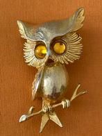 Sphinx vintage gouden metalen uilbroche, Ophalen of Verzenden